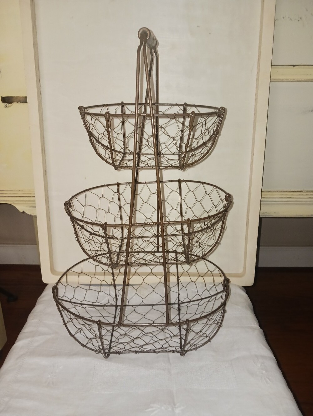 Three-Tier Wire Basket Stand - Brown by
